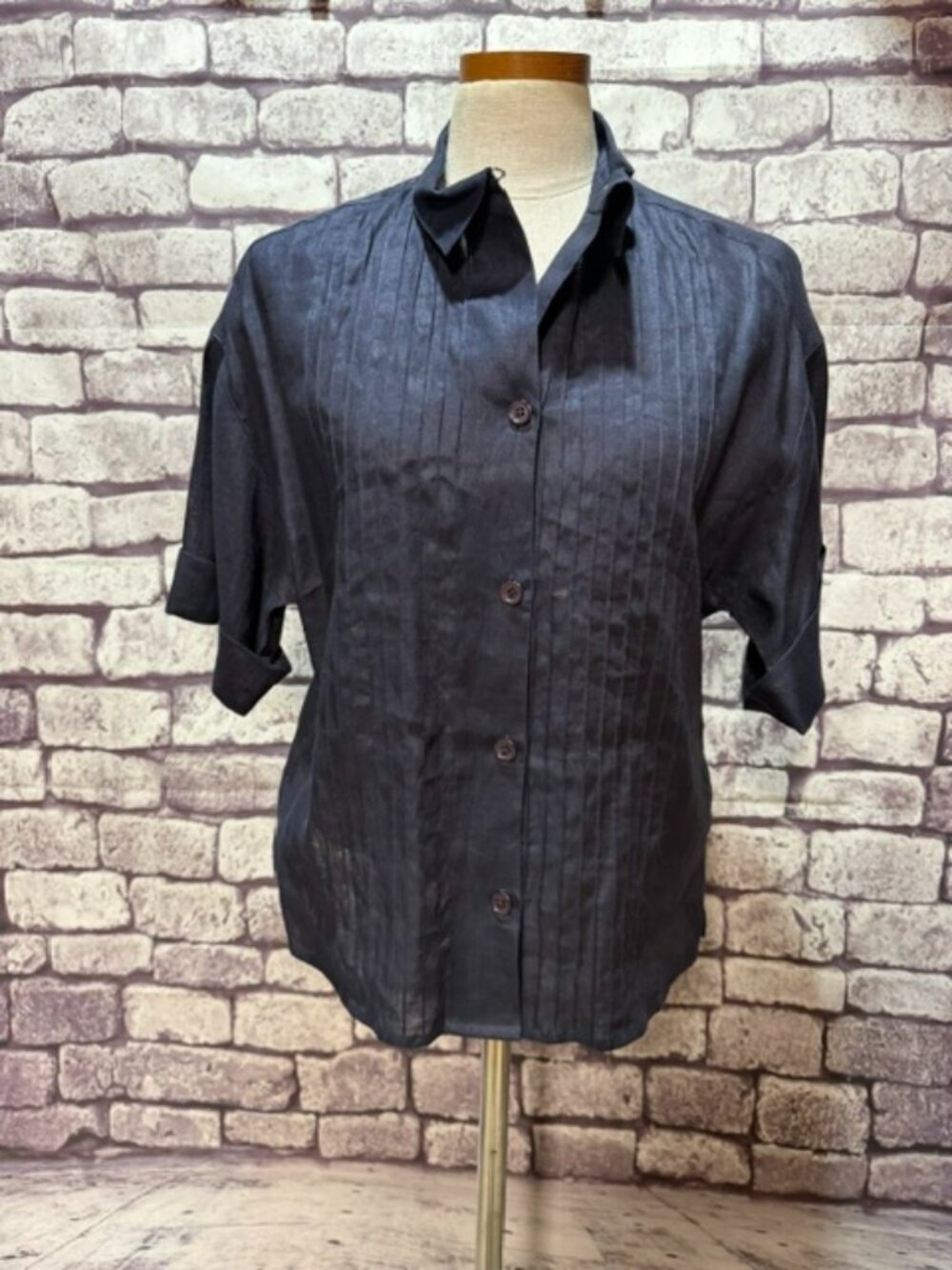 Linda Alard For Ellen Tracy NWT Navy Blouse Size 10P
